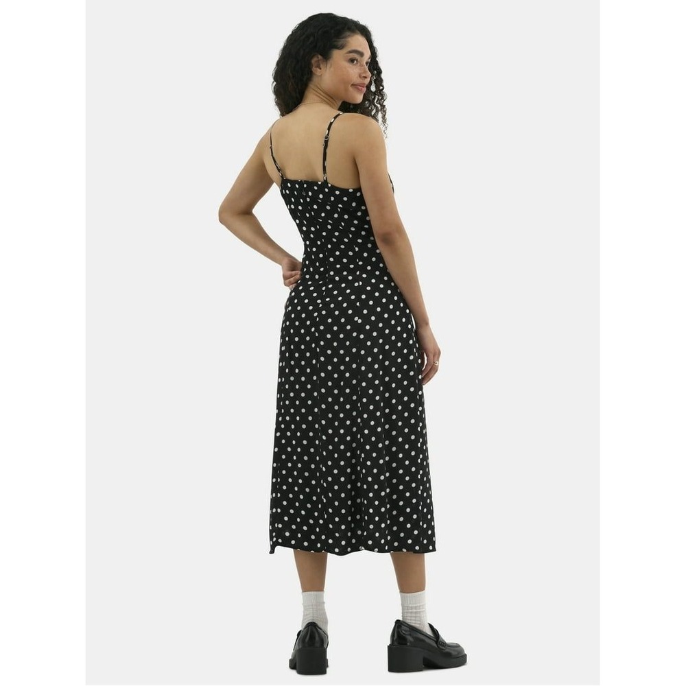 No Boundaries Maxi Slip Dress Women M Black White Polka Dot Retro Rockabilly 90s - Picture 5 of 15